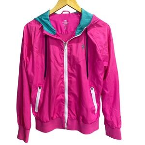 US Polo Assn Active Womens Hot Pink Windbreaker Hooded Jacket Style Size L